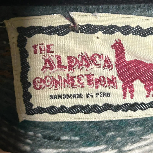 The Alpaca Connection Vintage Tribal Ethnic Print Cardigan Sweater Peru - Picture 3 of 7